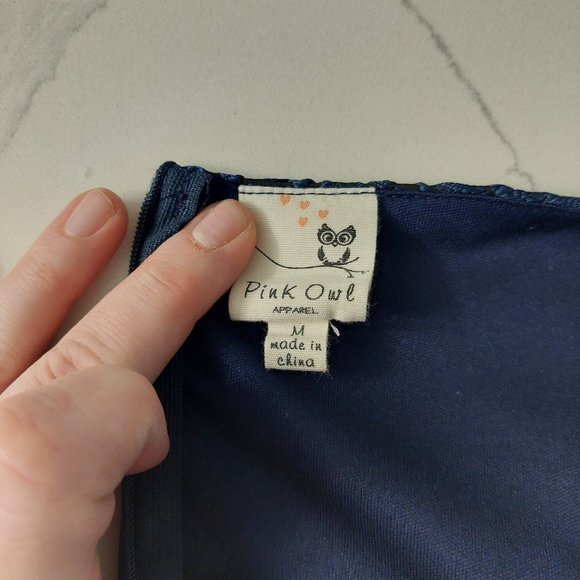 Pink Owl Blue Damask Dress - Picture 3 of 3